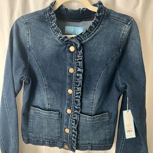 NWT Draper James Jean Jacket with Ruffle and Gold Buttons
